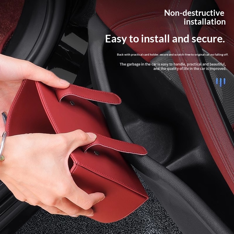 Cestino universale in pelle da appendere all'interno dell'auto, multifunzionale, per riporre oggetti e organizzare le portiere anteriori e posteriori._voghion.com