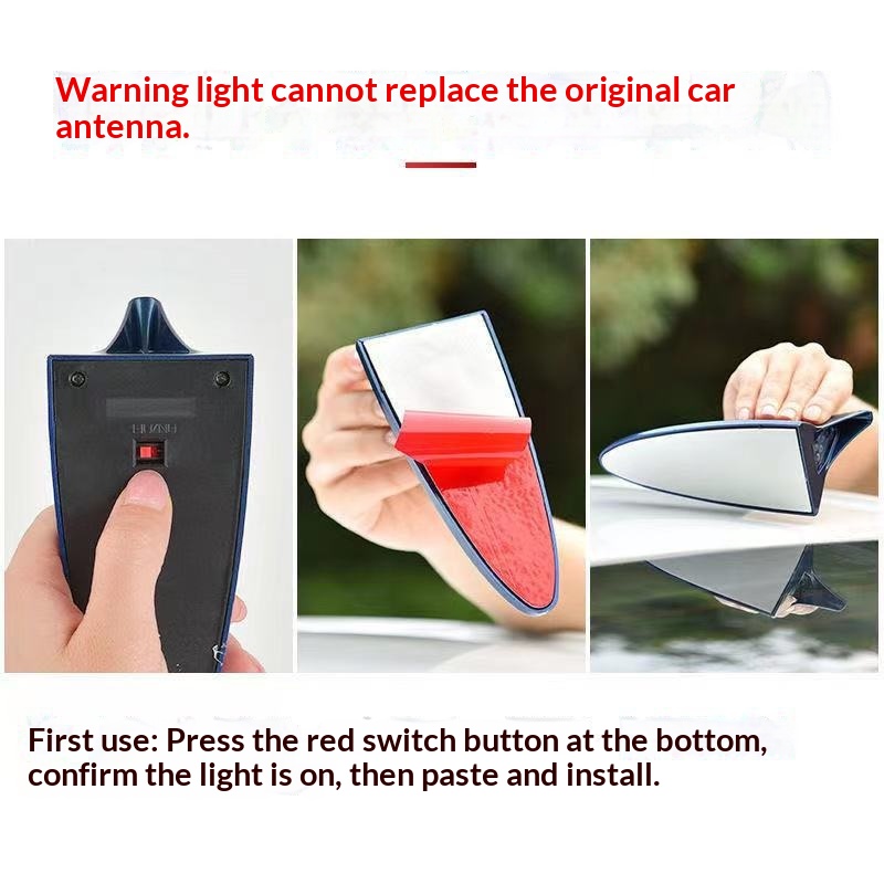 Luce LED a LED per segnalazione anticollisione posteriore auto, a forma di pinna di squalo, con laser solare e funzione anti-collisione._voghion.com