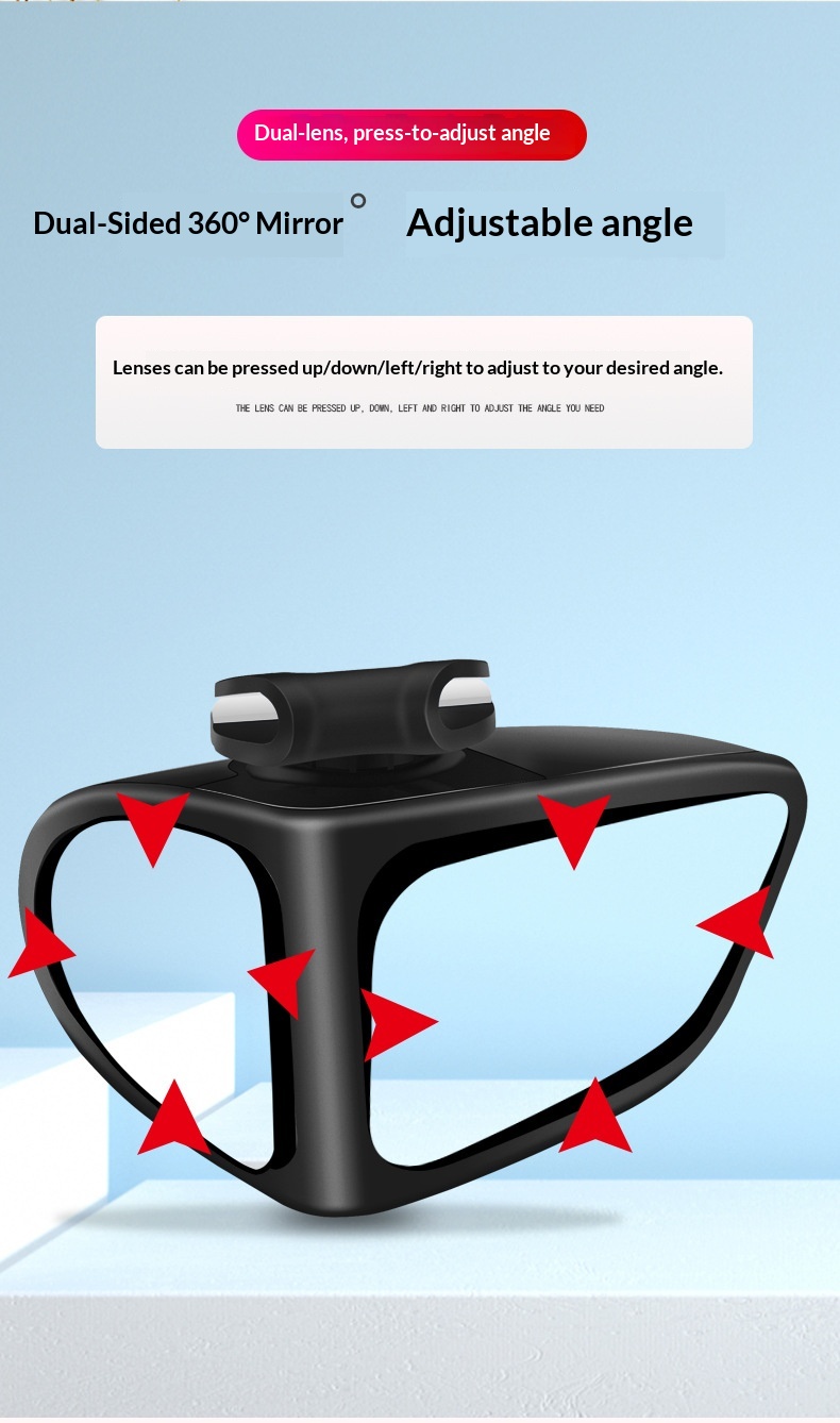 Specchietto retrovisore ausiliario per auto, piccolo, rotondo, riflettente a 360°, con doppio specchio anteriore per l'individuazione dell'angolo cieco._voghion.com