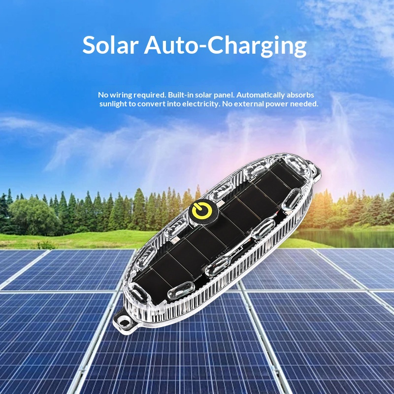 New Solar LED Warning Rear Red Blue Flashing Light For Motorcycle Bicycle Car Anti-Collision No Wiring Needed_voghion.com