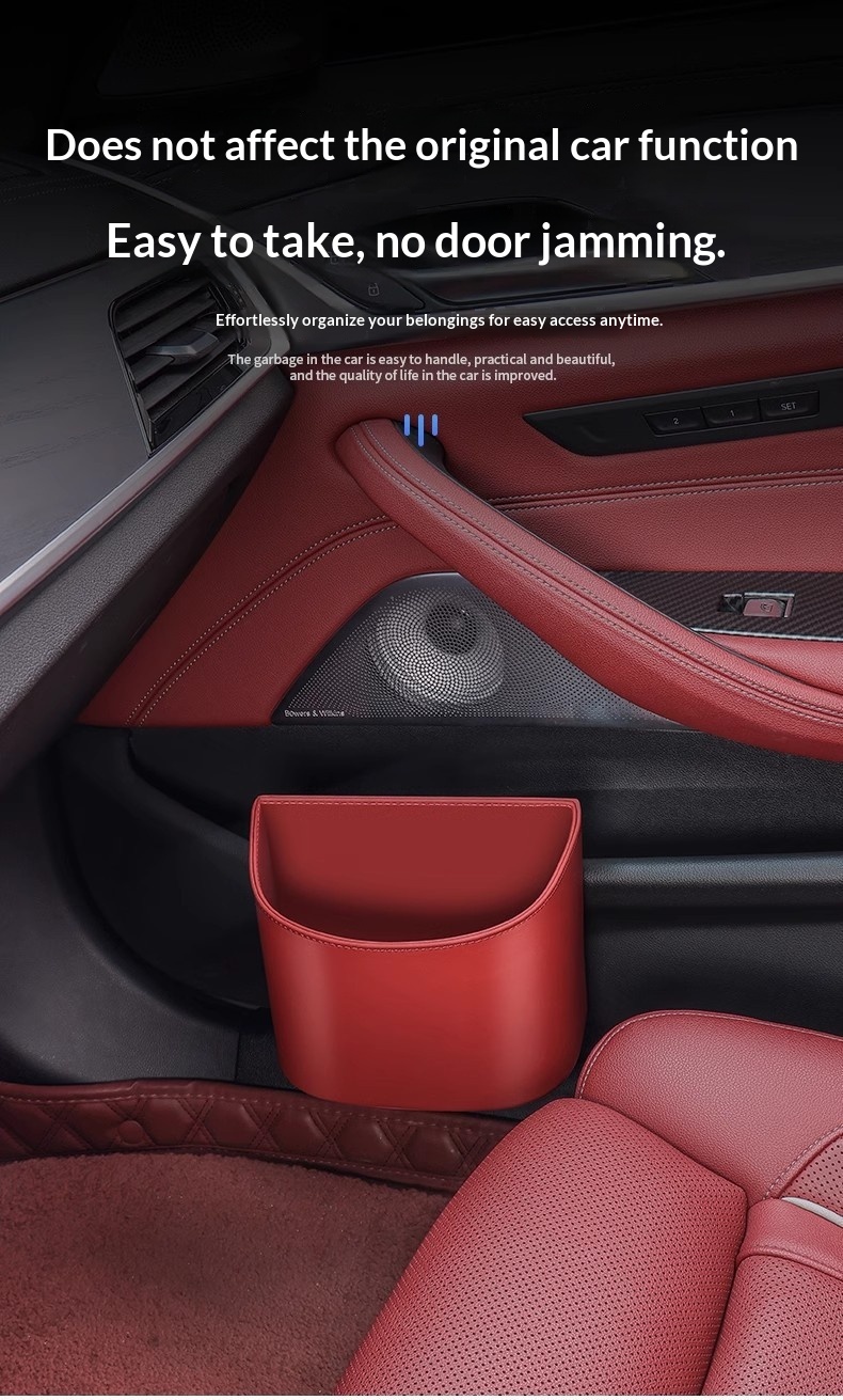 Cestino universale in pelle da appendere all'interno dell'auto, multifunzionale, per riporre oggetti e organizzare le portiere anteriori e posteriori._voghion.com