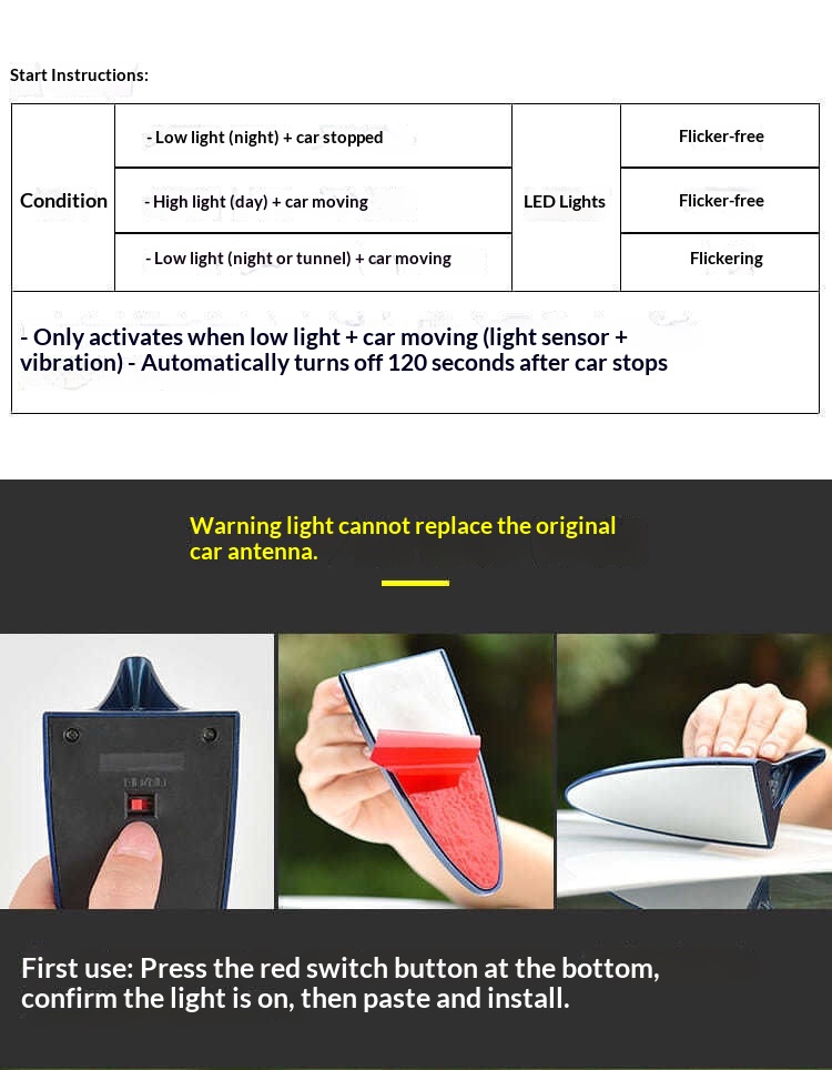 Luce posteriore antinebbia solare a pinna di squalo led_voghion.com