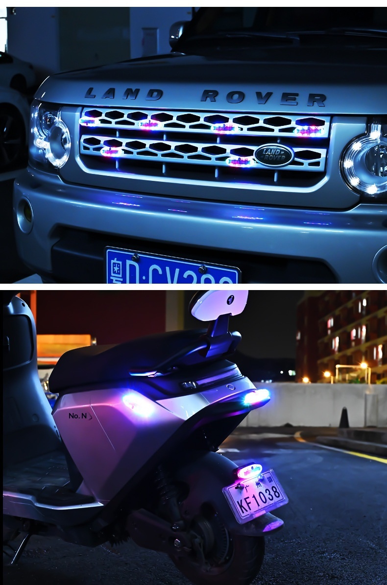 Solar Led Warning Light For Motorcycle Bicycle And Car Anti-collision_voghion.com