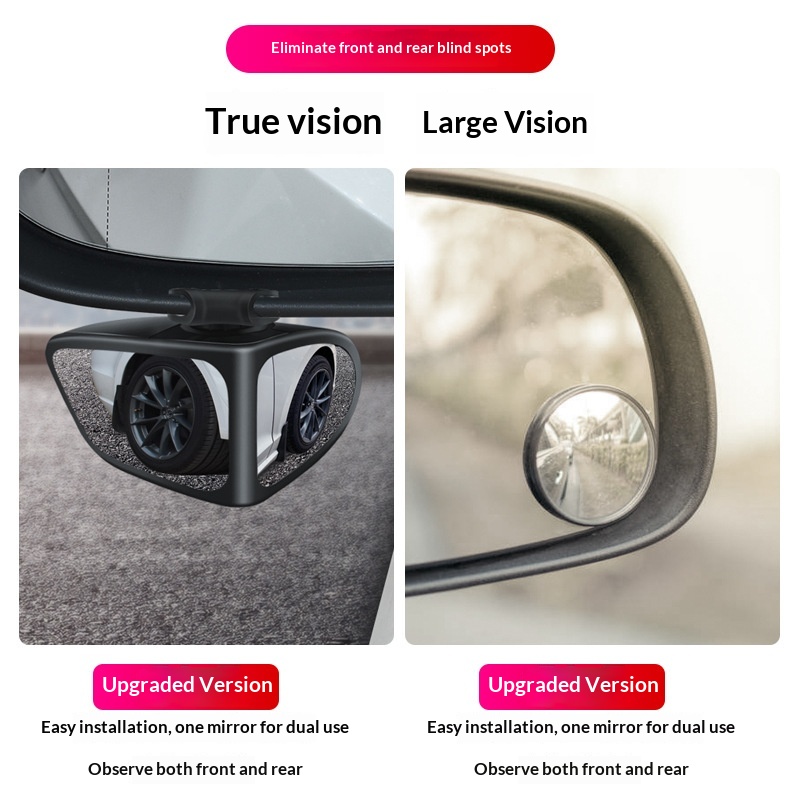 Specchietto retrovisore ausiliario per auto, piccolo, rotondo, riflettente a 360°, con doppio specchio anteriore per l'individuazione dell'angolo cieco._voghion.com