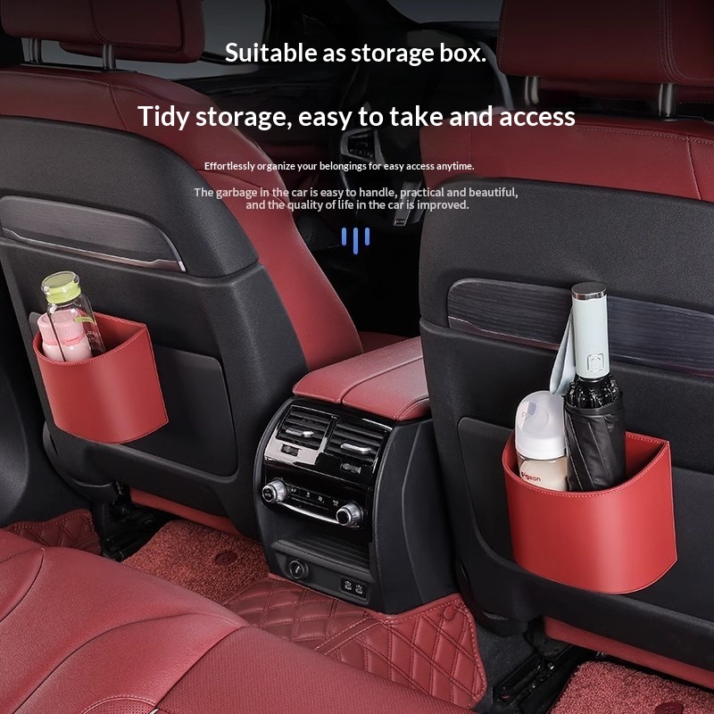 Cestino universale in pelle da appendere all'interno dell'auto, multifunzionale, per riporre oggetti e organizzare le portiere anteriori e posteriori._voghion.com