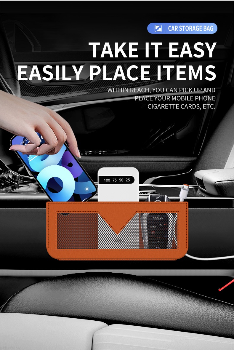 Netvak voor bonnetjes, pasjes, telefoon, multifunctionele opbergtas aan de zijkant, complete auto-interieuraccessoires_voghion.com