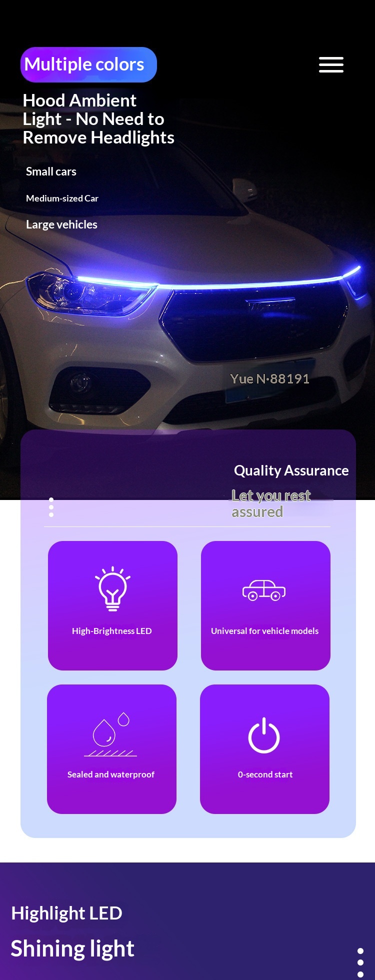 Cross-Border Products Headlight LED Daytime Running Car Modification Decoration Universal Soft Atmosphere Through Light_voghion.com