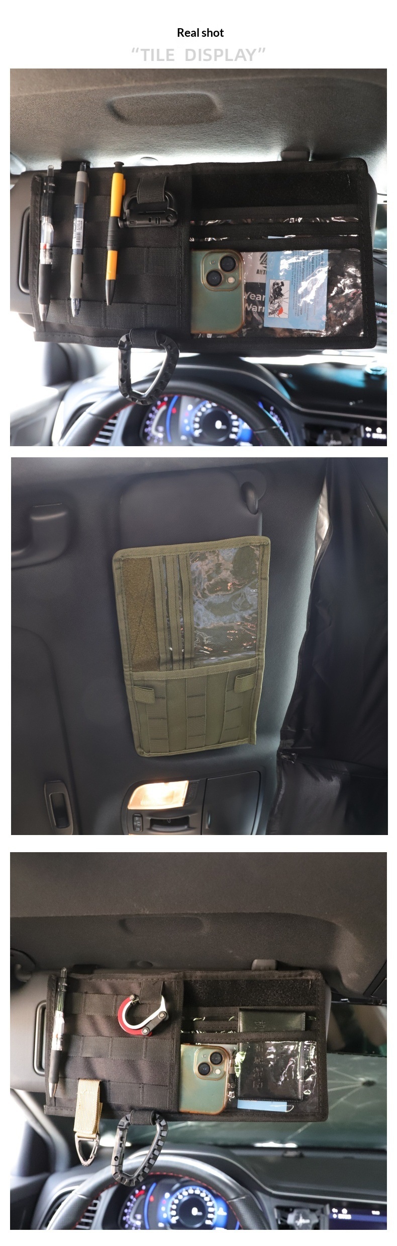 Car Sun Visor Makeup Mirror Storage Tactical Accessory Organizer Molle Miscellaneous Bag Hanging Type_voghion.com