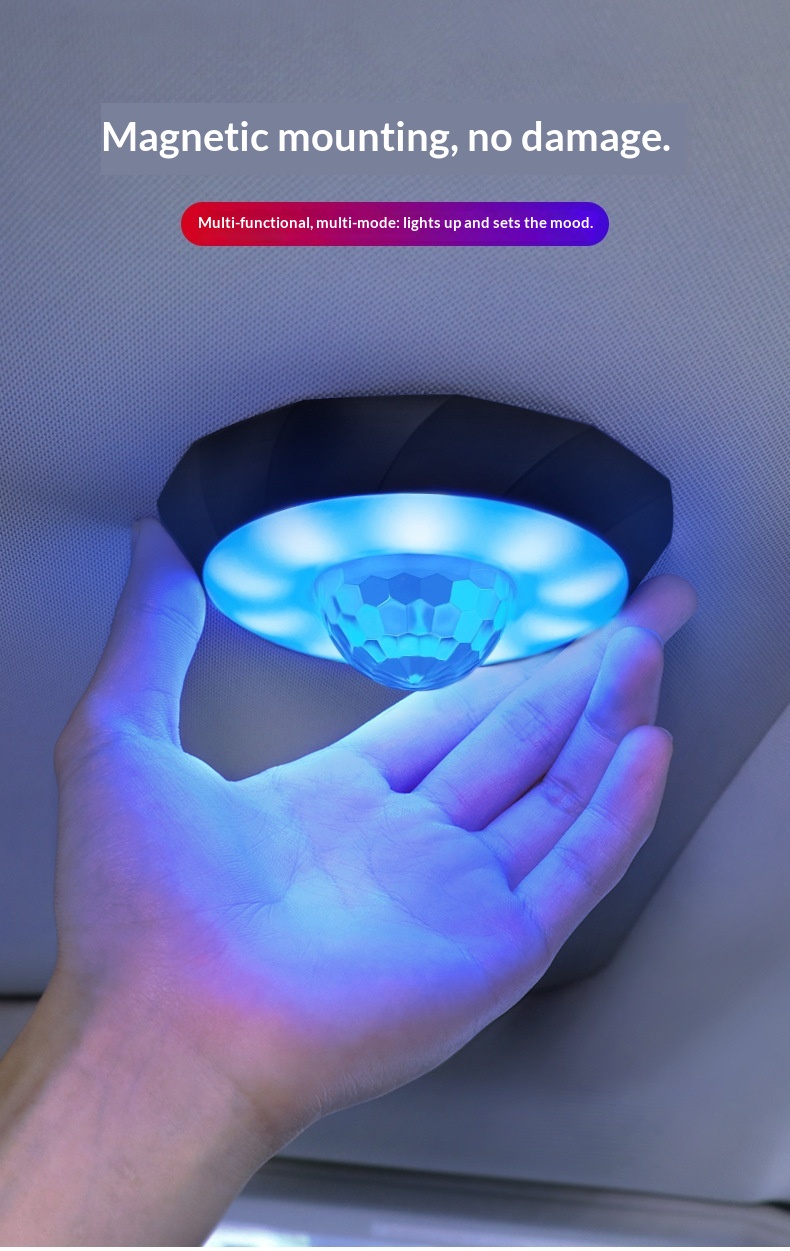 Led atmosfærelys til bil med musikstyring og disco effekt_voghion.com