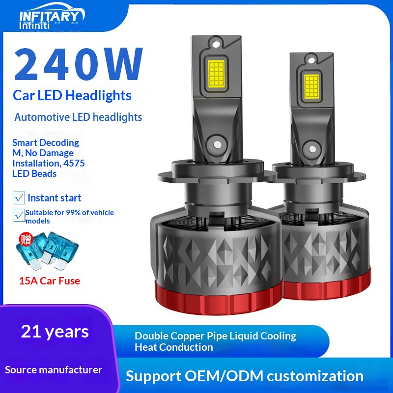 240W High Power Integrated H11 LED Light H7 Low Beam H4 Bulb Car Headlight_voghion.com