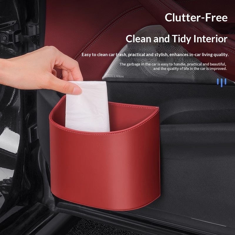 Cestino universale in pelle da appendere all'interno dell'auto, multifunzionale, per riporre oggetti e organizzare le portiere anteriori e posteriori._voghion.com
