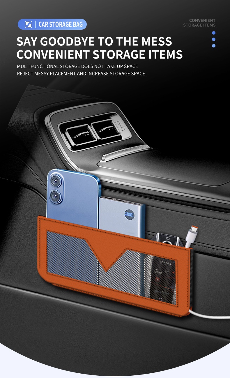 Netvak voor bonnetjes, pasjes, telefoon, multifunctionele opbergtas aan de zijkant, complete auto-interieuraccessoires_voghion.com