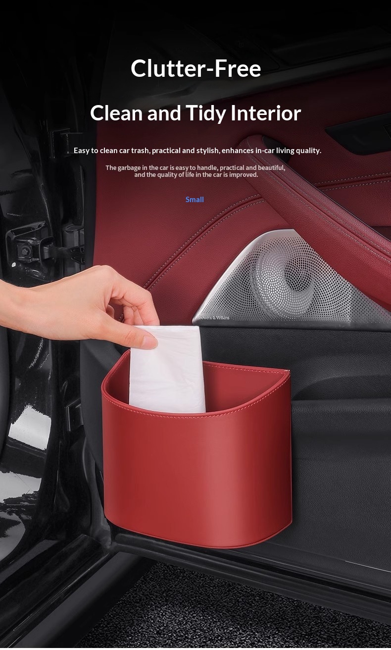 Cestino universale in pelle da appendere all'interno dell'auto, multifunzionale, per riporre oggetti e organizzare le portiere anteriori e posteriori._voghion.com