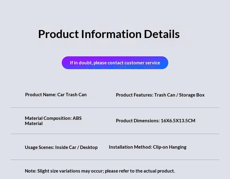 Cestino da appendere alla portiera dell'auto, pratico e multifunzionale, ideale per la fila anteriore._voghion.com