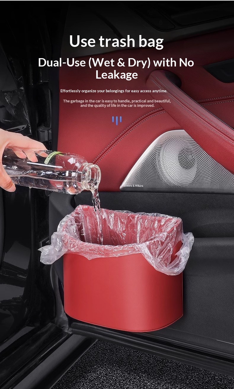 Cestino universale in pelle da appendere all'interno dell'auto, multifunzionale, per riporre oggetti e organizzare le portiere anteriori e posteriori._voghion.com