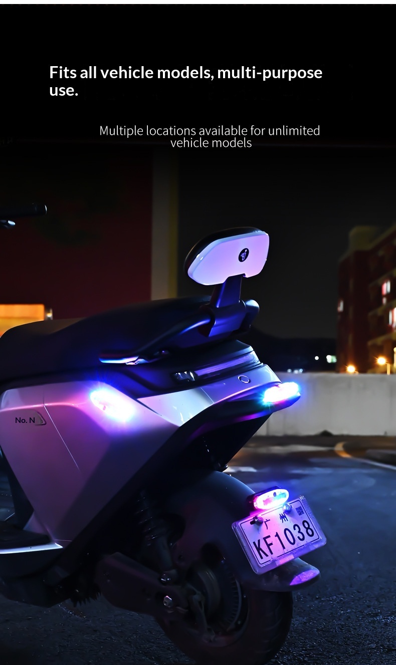 Solar Led Warning Light For Motorcycle Bicycle And Car Anti-collision_voghion.com