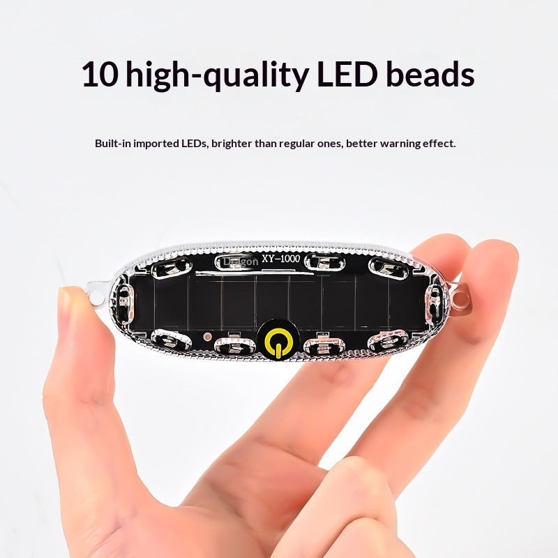 New Solar LED Warning Rear Red Blue Flashing Light For Motorcycle Bicycle Car Anti-Collision No Wiring Needed_voghion.com