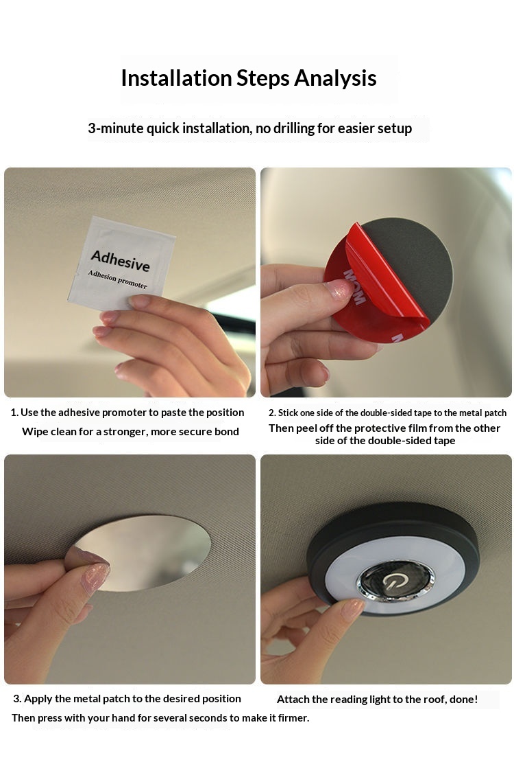 Éclairage LED sans installation pour coffre arrière, plafonnier de lecture intérieur de voiture_voghion.com