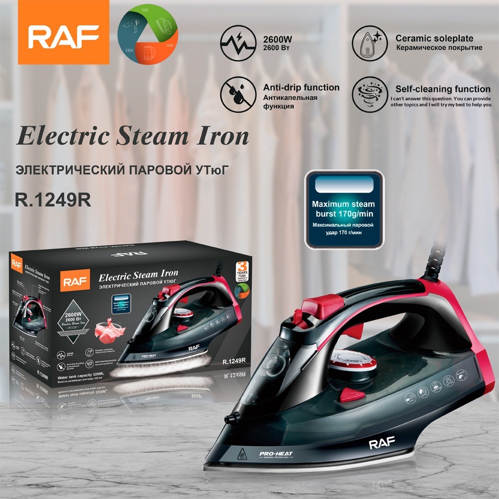 RAF EU Standard Cross-Border Electric Household Small Portable Steam Iron Handheld Ironing Machine 2600W_voghion.com