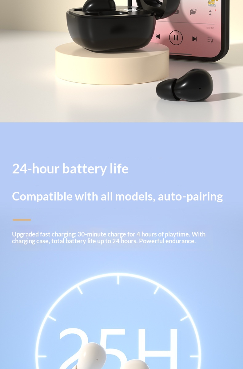 New Mini Bluetooth Earbuds With Digital Display, Noise Cancelling, In-Ear Style, Side Sleeping, Comfortable Wear,_voghion.com