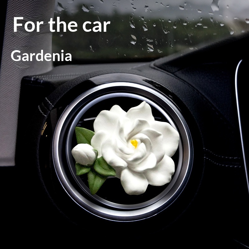 Diffuseur de gardénia en pierre pour ventilation de voiture, nouveau modèle 2025, parfum d'intérieur, cadeau_voghion.com