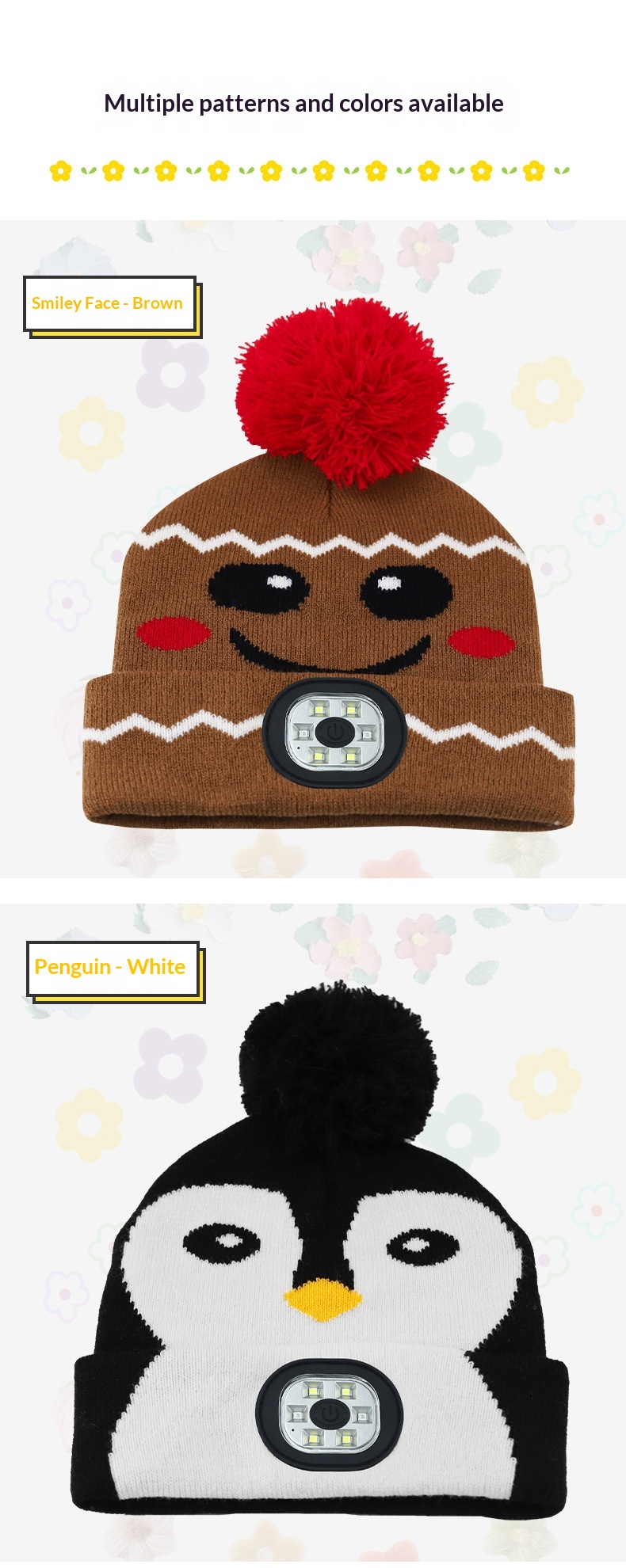 Led Christmas Beanie With Usb Rechargeable Light For Kids_voghion.com