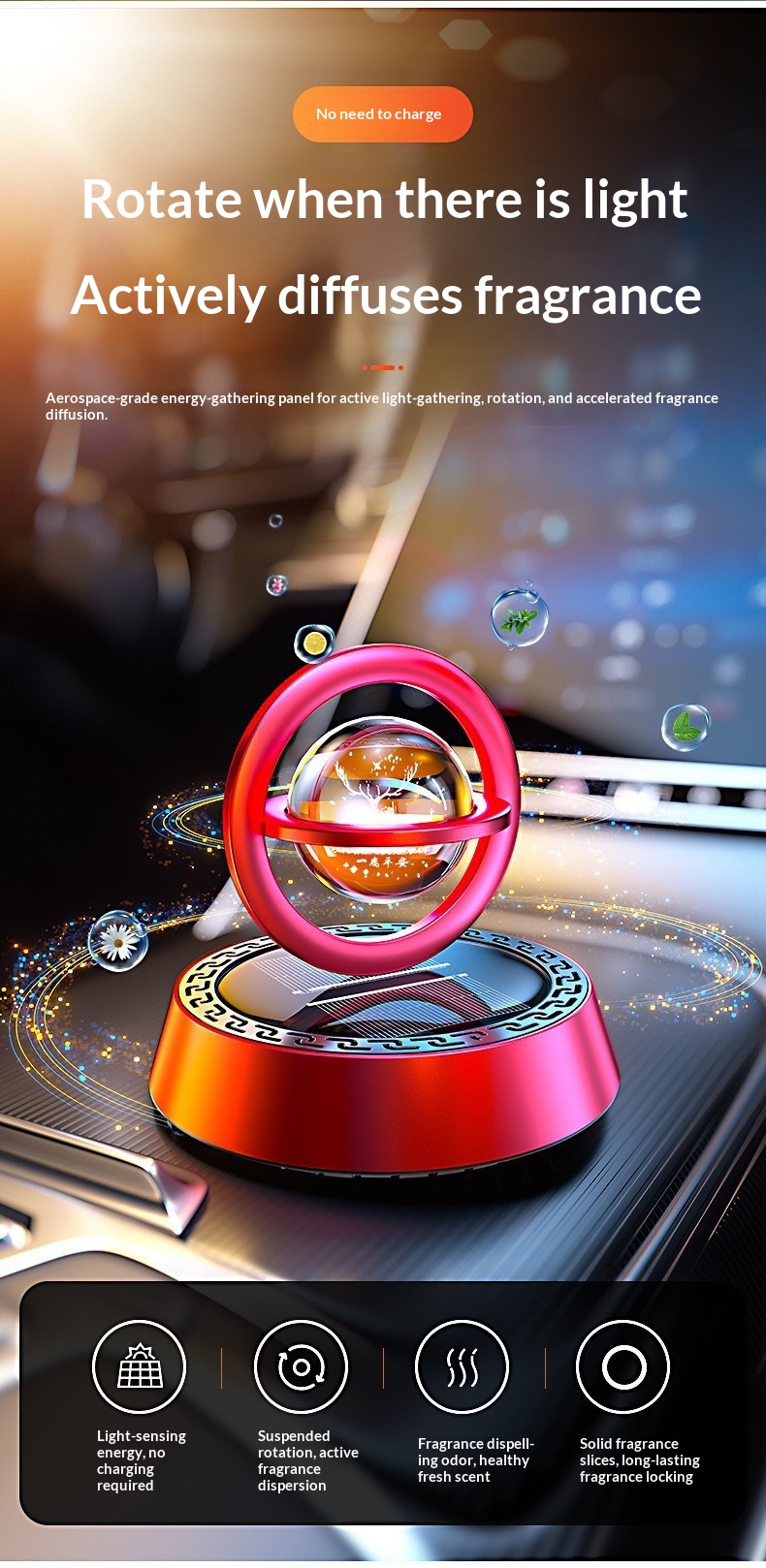 Bil luftfrisker med solenergi til instrumentbræt_voghion.com