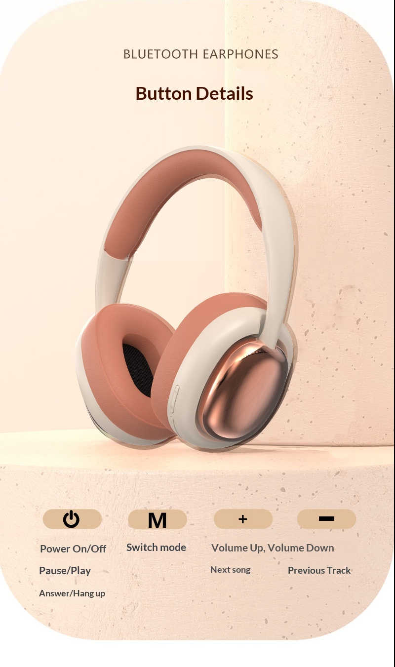 Over-ear Bluetooth Headphones Stereo Wireless For Sports Mobile_voghion.com