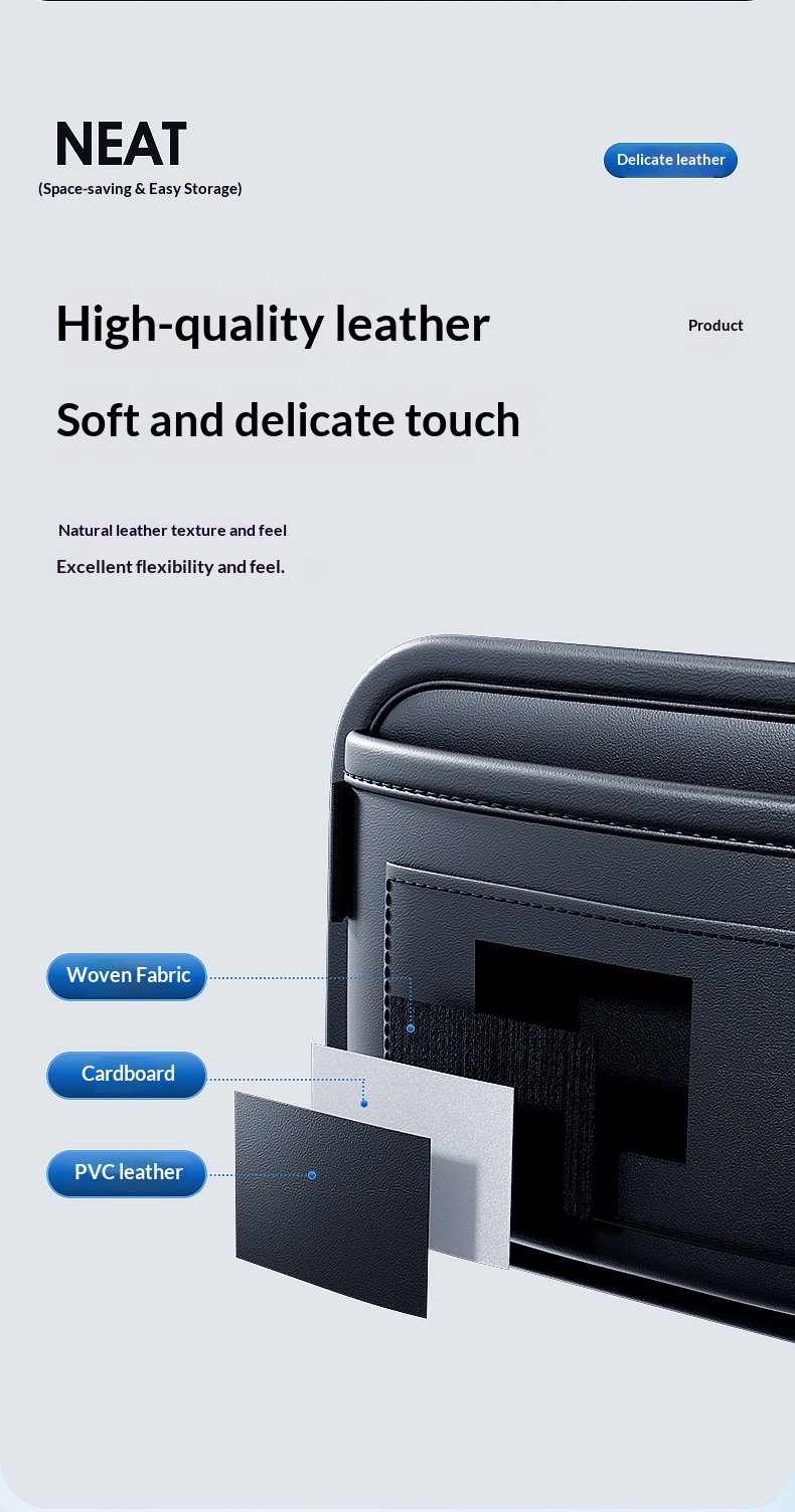 Multifunctionele opbergtas voor voor- en achterstoelen, hangende organizer, sterke zelfklevende achterkant voor in de auto_voghion.com