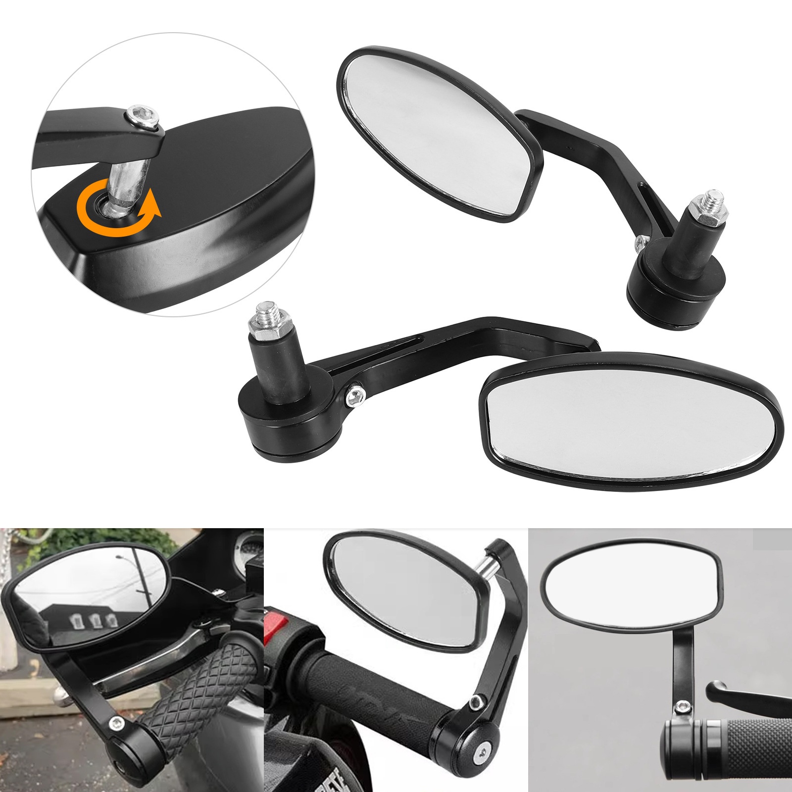 Specchietto retrovisore blu riflettente e girevole per manubrio pieghevole di moto e veicoli elettrici._voghion.com