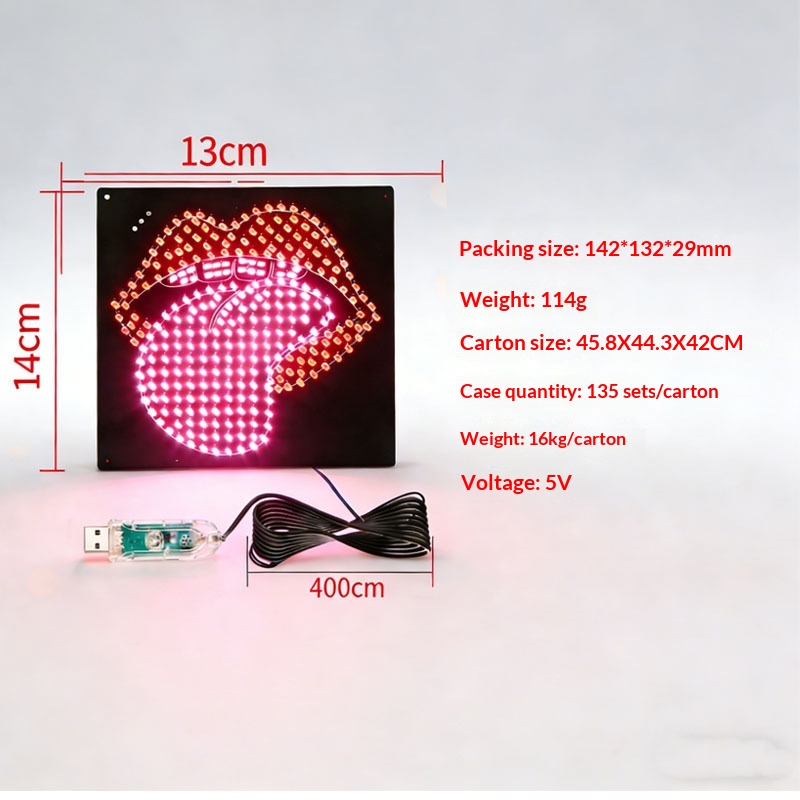 Lip-shaped Car LED Display Decorative Red Lip Personalized Modification Ambient Warning Light, Cross-border Hot Seller_voghion.com