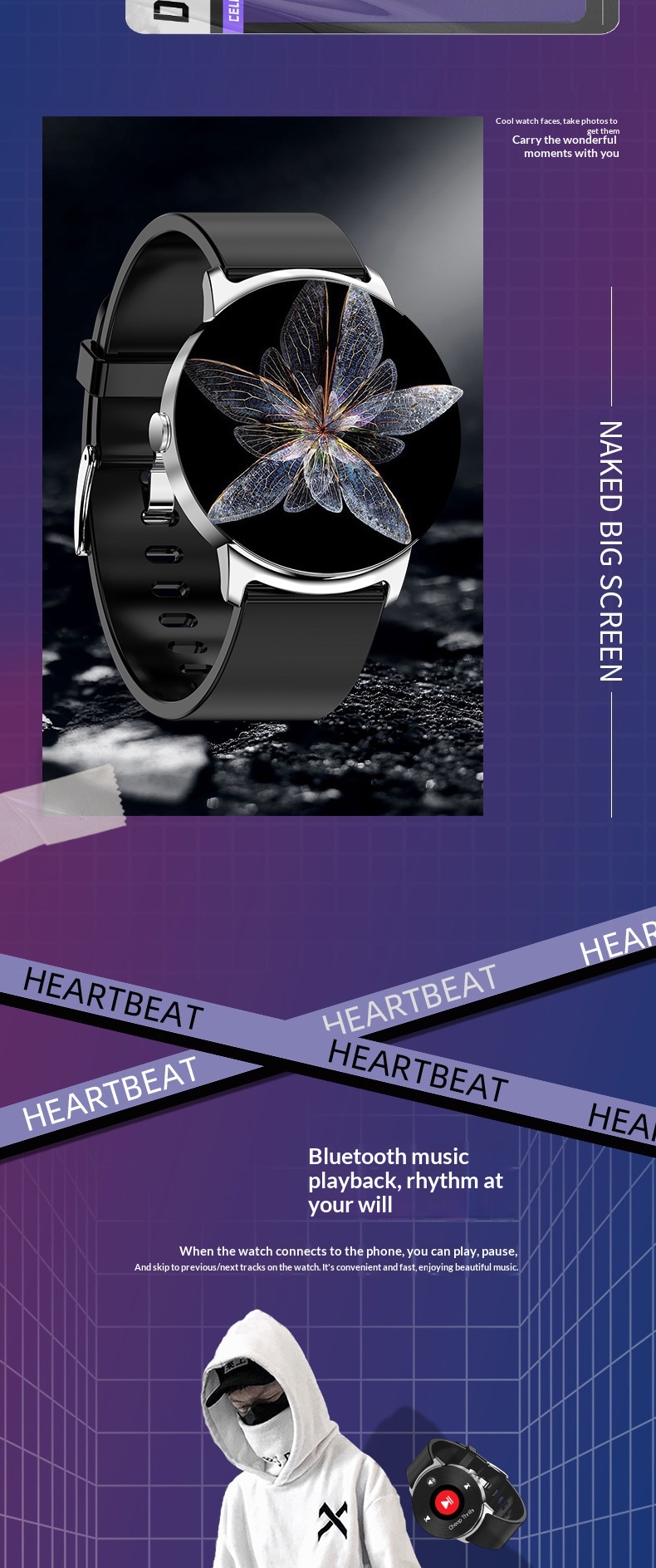Smartwatch z funkcją pomiaru glukozy i tętna wodoodporny_voghion.com