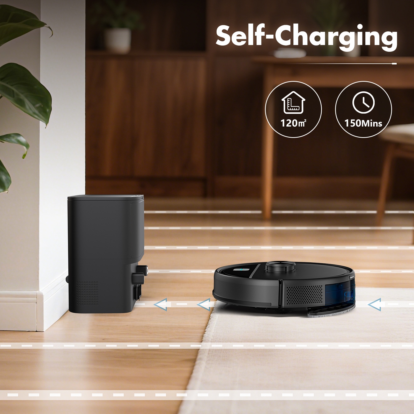 MFL01+ Robot Vacuum Cleaner For Home Use, Fully Automatic Dust Collection And Recharging, Laser Navigation Mapping,_voghion.com