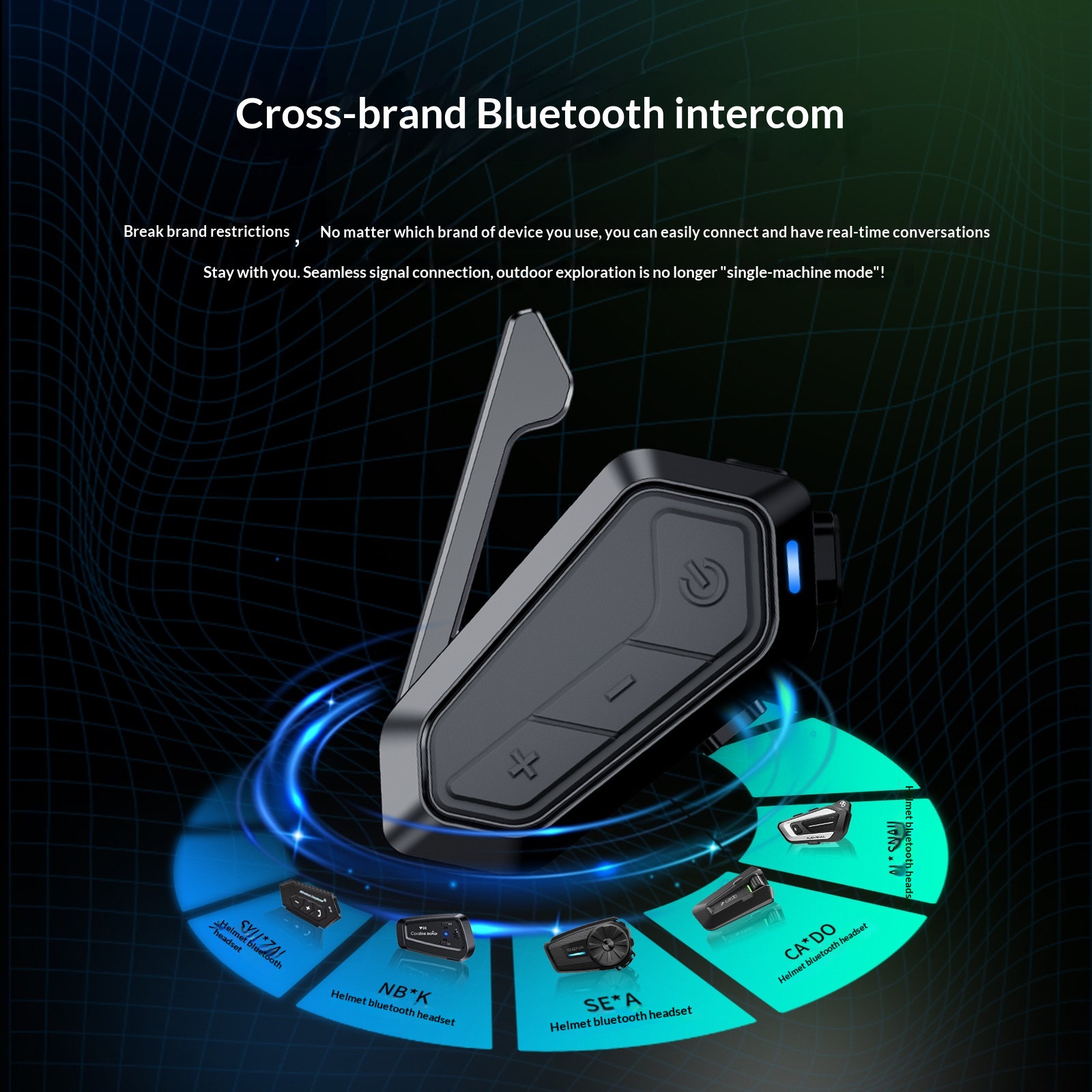 Cross-border Best-selling Multi-user Real-time Intercom Bluetooth Helmet Headset With FM Radio, Cross-brand_voghion.com