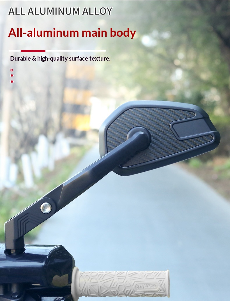 Real Carbon Fiber Foldable Motorcycle Modified Rearview With Wide-angle Anti-glare Mirror_voghion.com