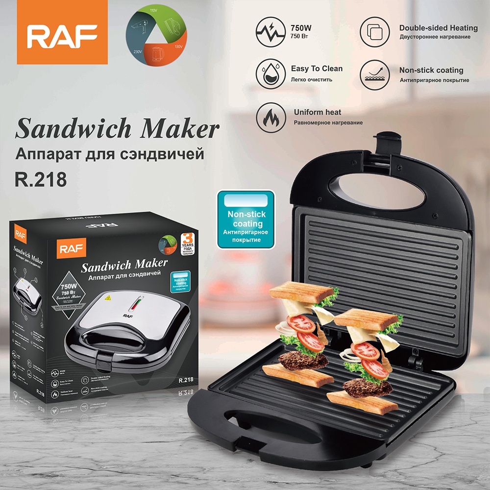 RAF European Standard Sandwich Breakfast Machine Home Use Grill Bread Maker Steak Electric Griddle Double-Sided Heating_voghion.com
