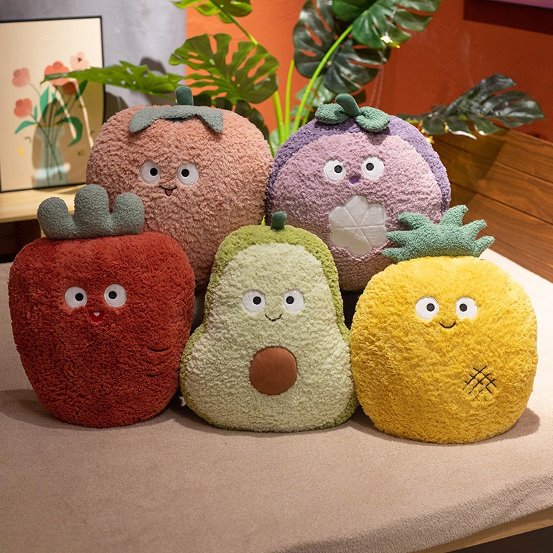 Cross-border Fun Fruit Plush Toys, Pillows, Home Decor Cushions, Dolls, Strawberry And Avocado Hand Warmers, Wholesale_voghion.com