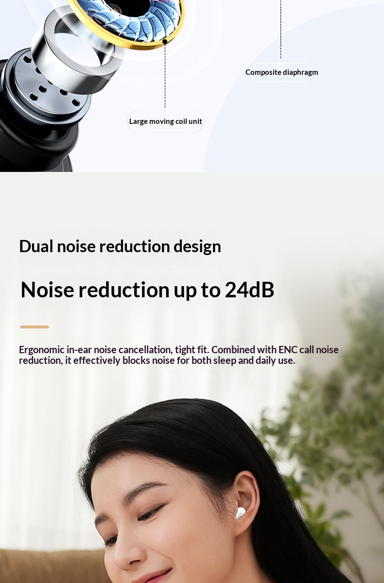 New Mini Bluetooth Earbuds With Digital Display, Noise Cancelling, In-Ear Style, Side Sleeping, Comfortable Wear,_voghion.com