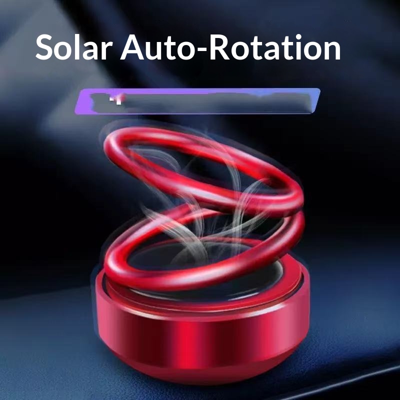 Cross-Border Aromatherapy Decoration Solar-Powered Rotating Ornament Double Ring Floating Creative Car Interior_voghion.com