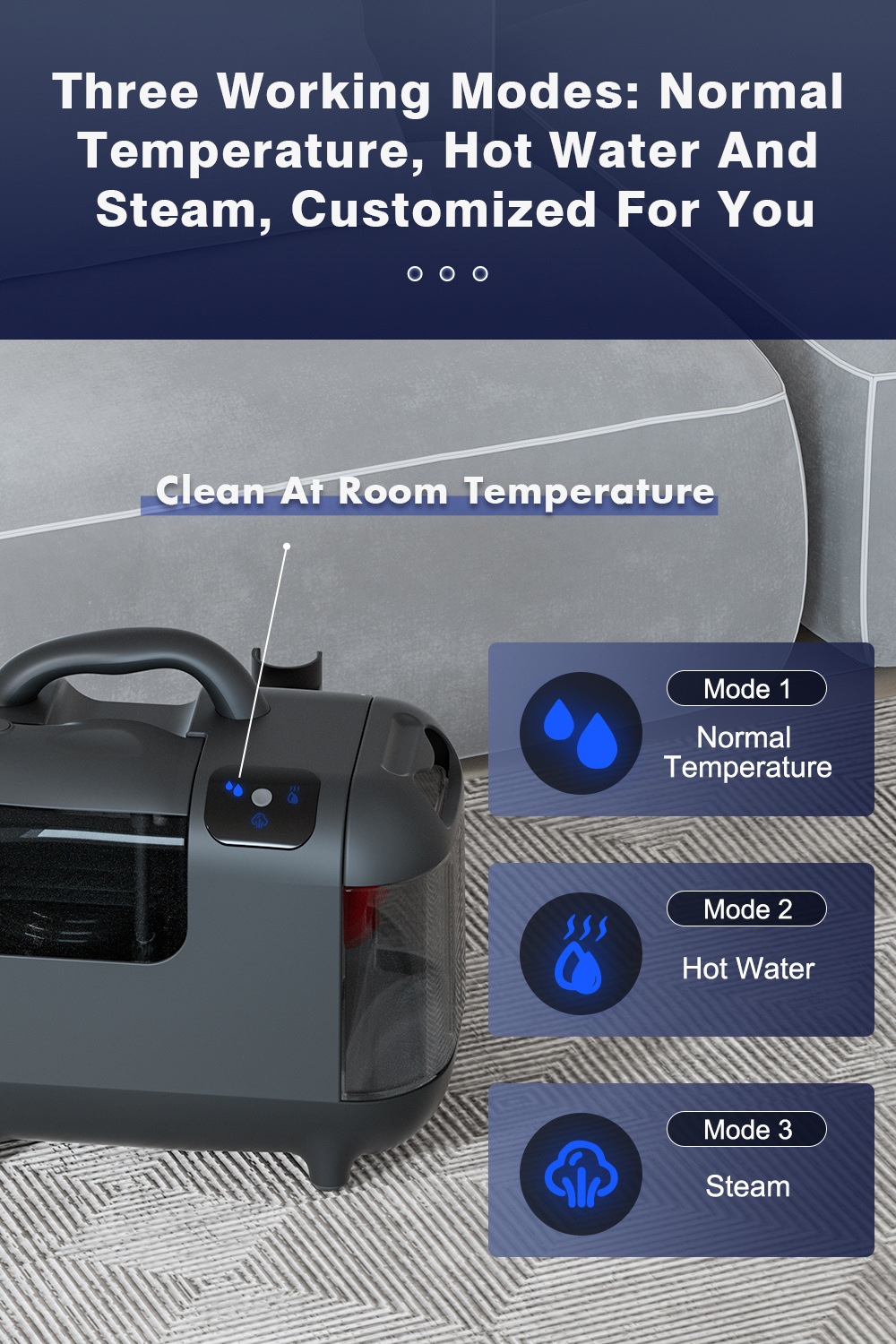 Aangepaste W06 textielreinigingsmachine, huishoudelijke stoomsterilisator met hoge temperatuur voor banken, tapijten en matrassen._voghion.com