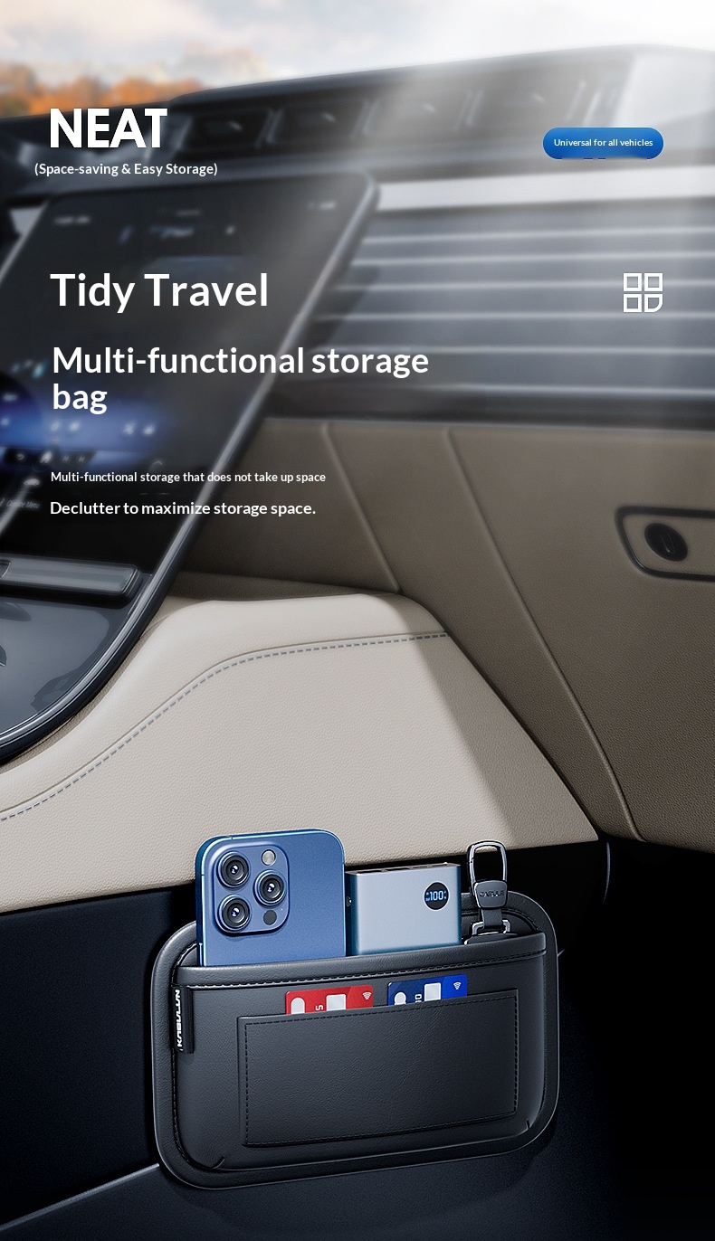 Multifunctionele opbergtas voor voor- en achterstoelen, hangende organizer, sterke zelfklevende achterkant voor in de auto_voghion.com