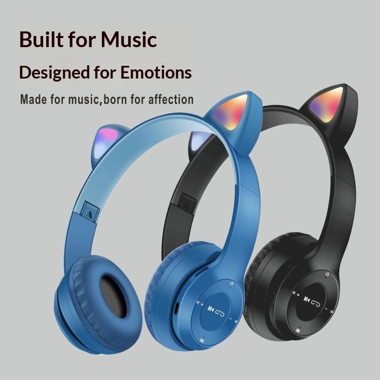 Kabellose Katzenohr-bluetooth-kopfhörer Mit Led Für Gaming_voghion.com
