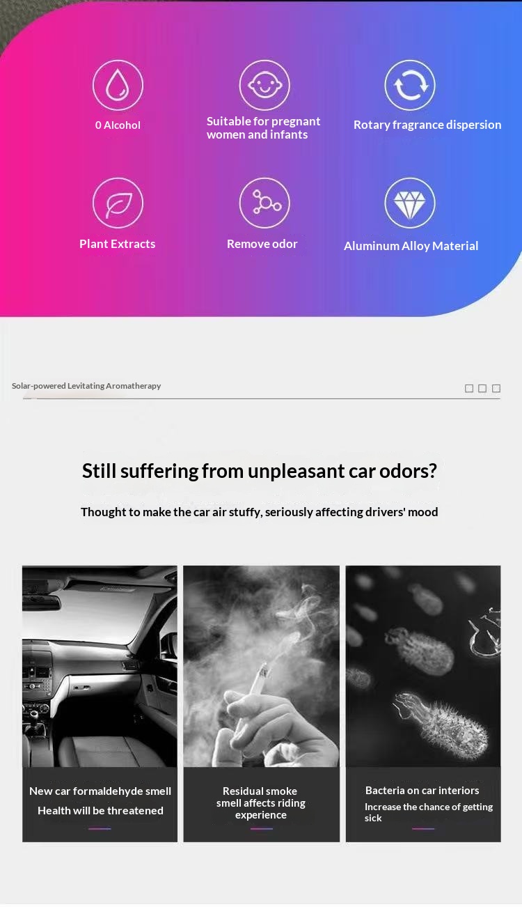 Cross-Border Aromatherapy Decoration Solar-Powered Rotating Ornament Double Ring Floating Creative Car Interior_voghion.com