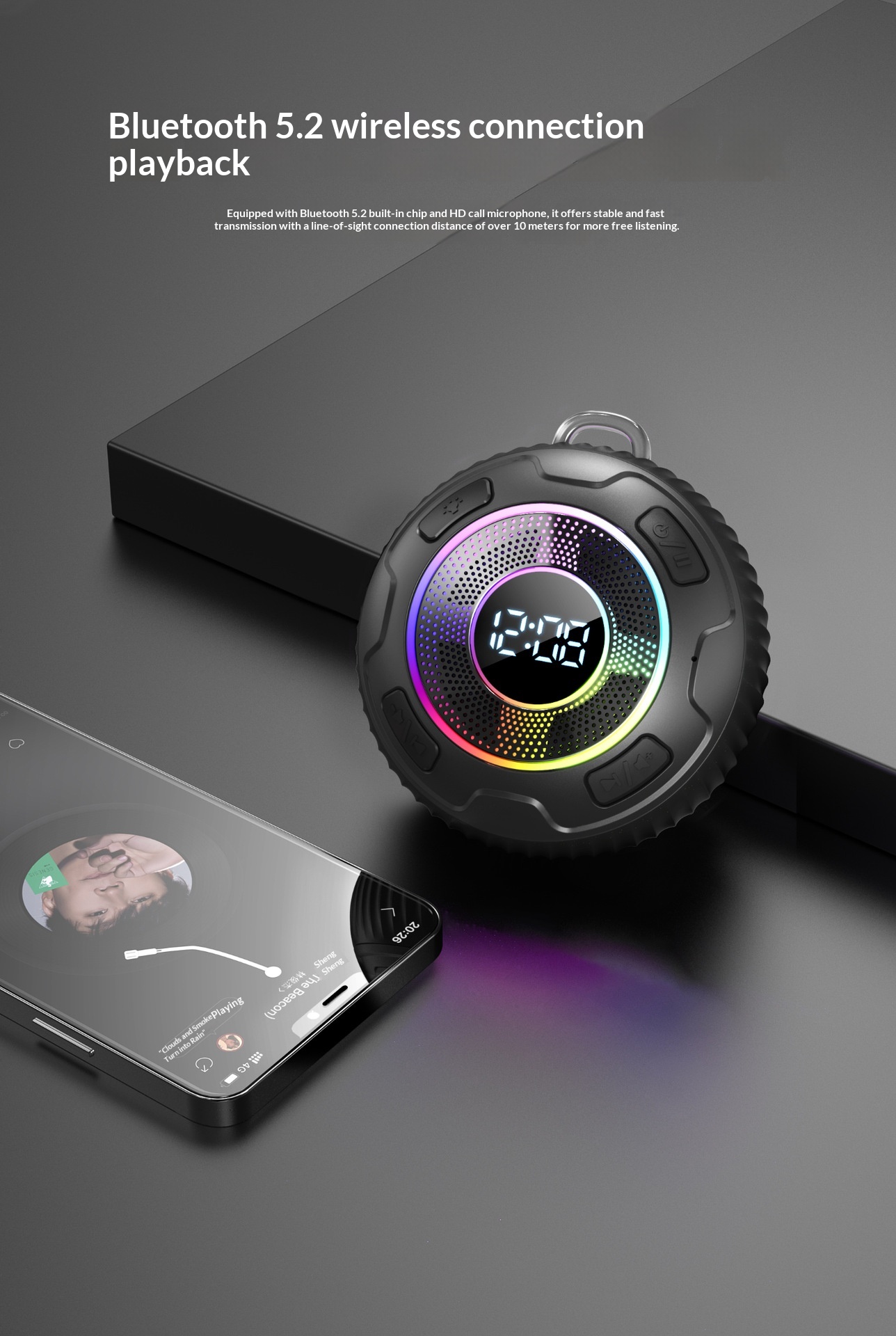 Wireless Bluetooth Speaker With Rgb Colorful Lights And Heavy Bass_voghion.com