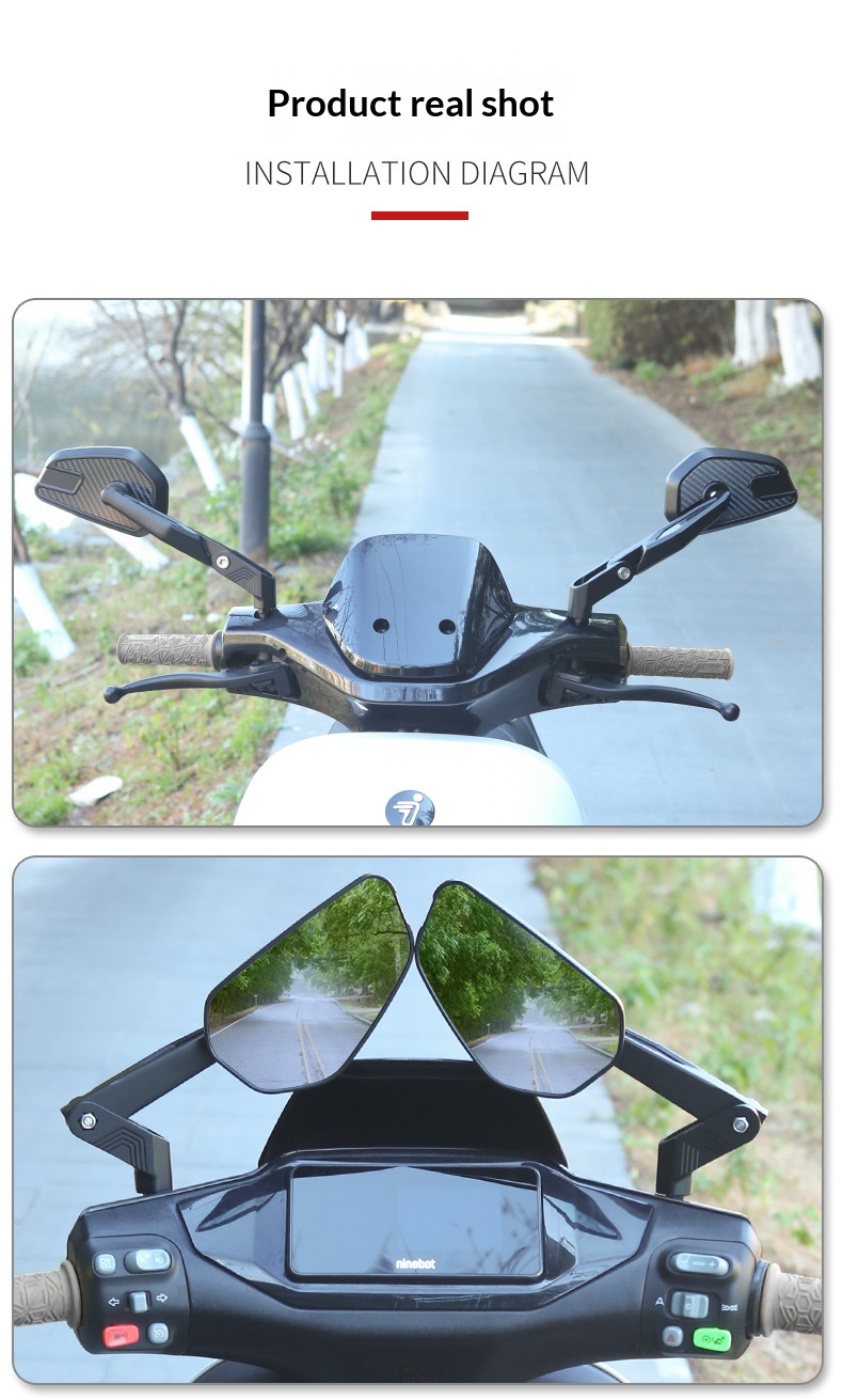 Real Carbon Fiber Foldable Motorcycle Modified Rearview With Wide-angle Anti-glare Mirror_voghion.com