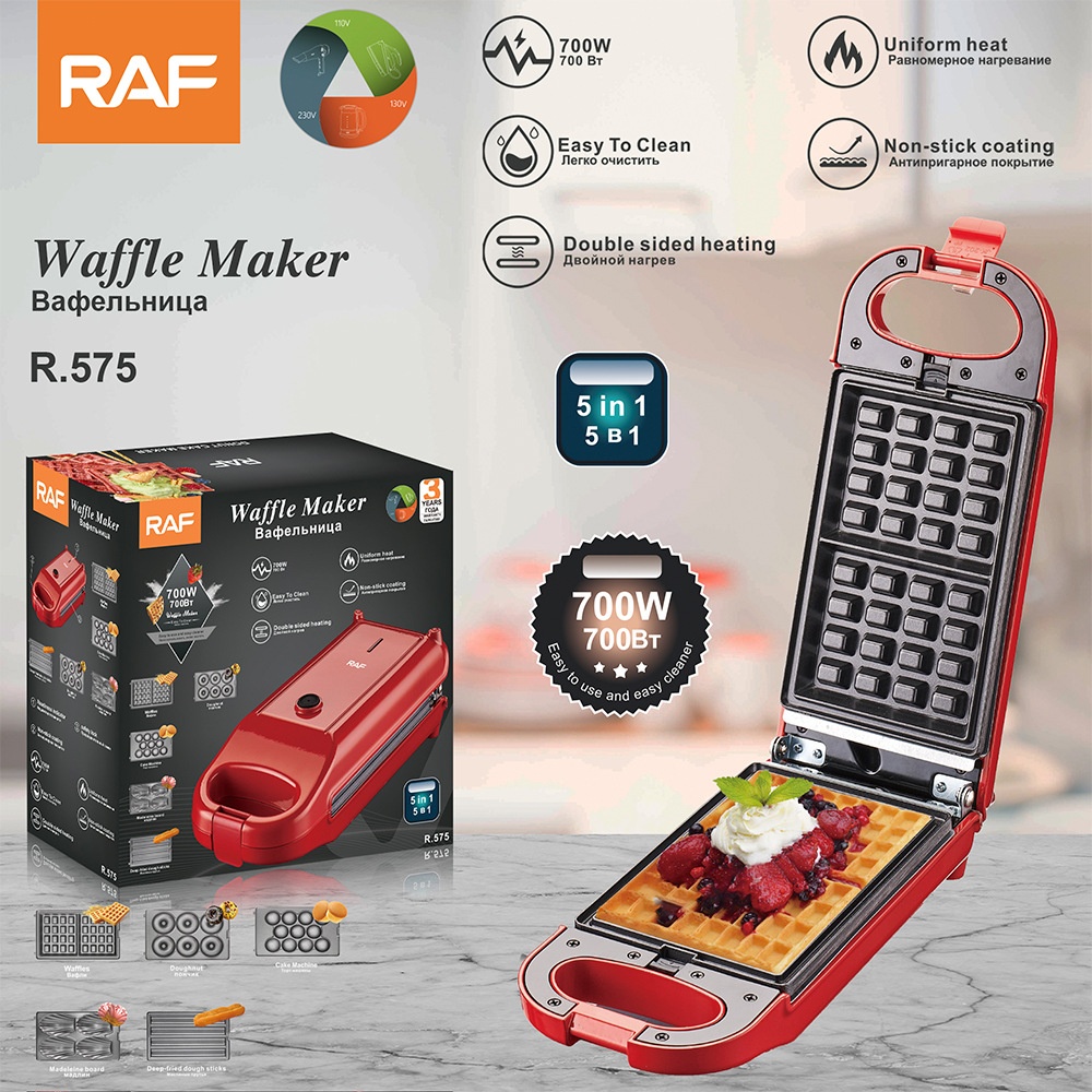 RAF European Standard Cross-Border Household Waffle Double-Sided Heating Sandwich Maker Multifunctional Toast Cake R575_voghion.com