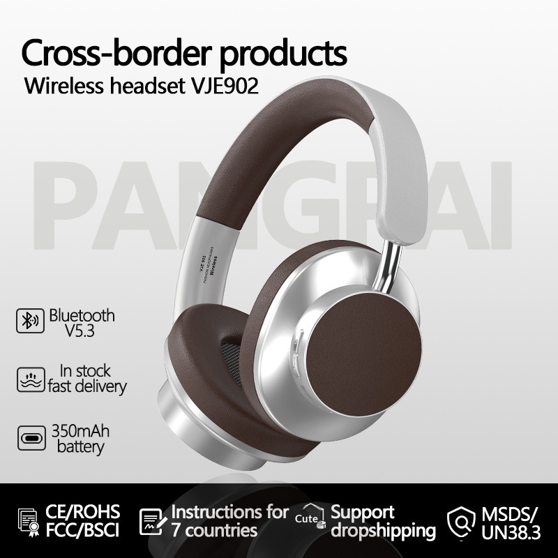 Wireless Retro Bluetooth Headphones With Leather Style Finish_voghion.com
