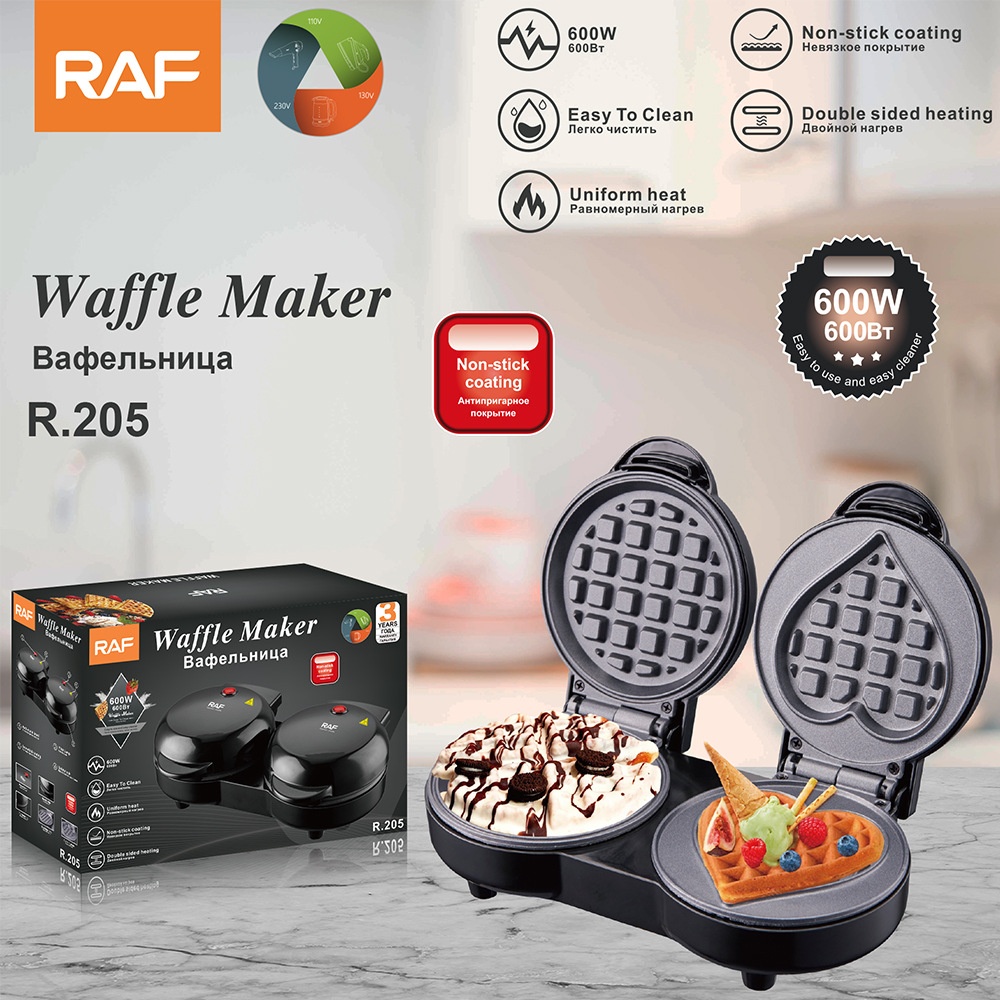 RAF European Standard Cross-Border Household Mini Double-Sided Breakfast Heart-Shaped Heating Cake Machine Sandwich_voghion.com