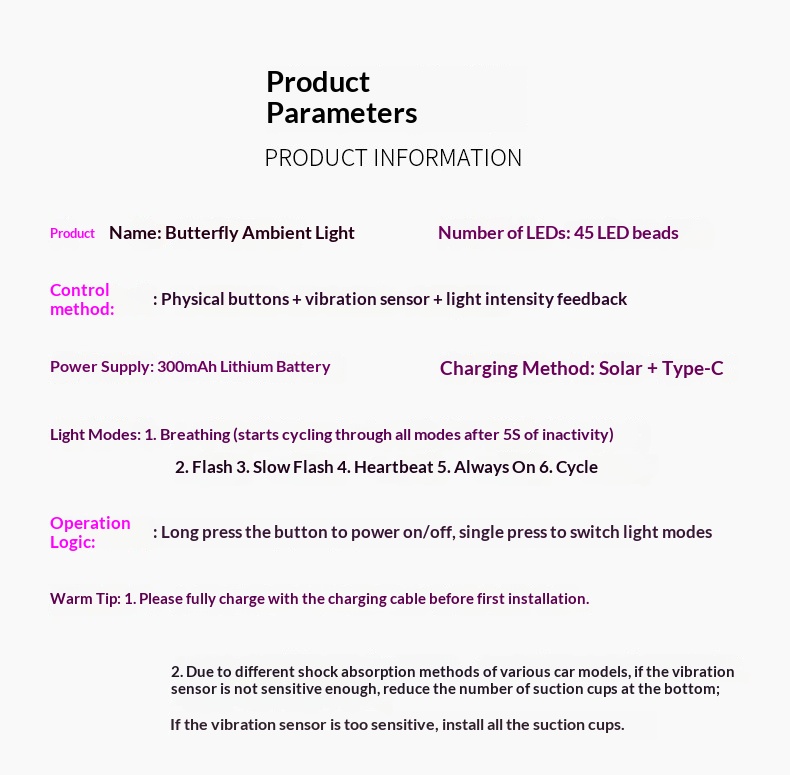 Cross-border Heart Gesture LED Decorative Bottle-shaped Car Window Atmosphere Light, Butterfly Sensor, Solar-powered_voghion.com