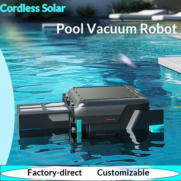 Pulitore per piscine transfrontaliero a energia solare, robot intelligente wireless completamente automatico per la pulizia delle foglie superficiali con_voghion.com